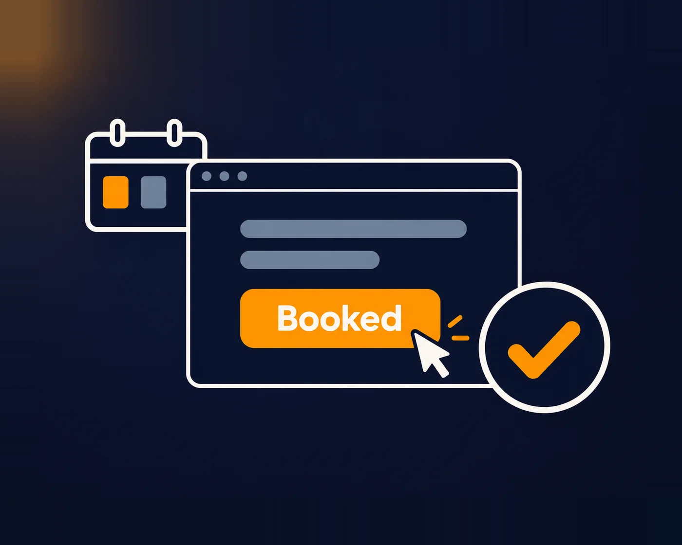 Illustration: an AI agent pressing the Book button on a website and getting a booking confirmation