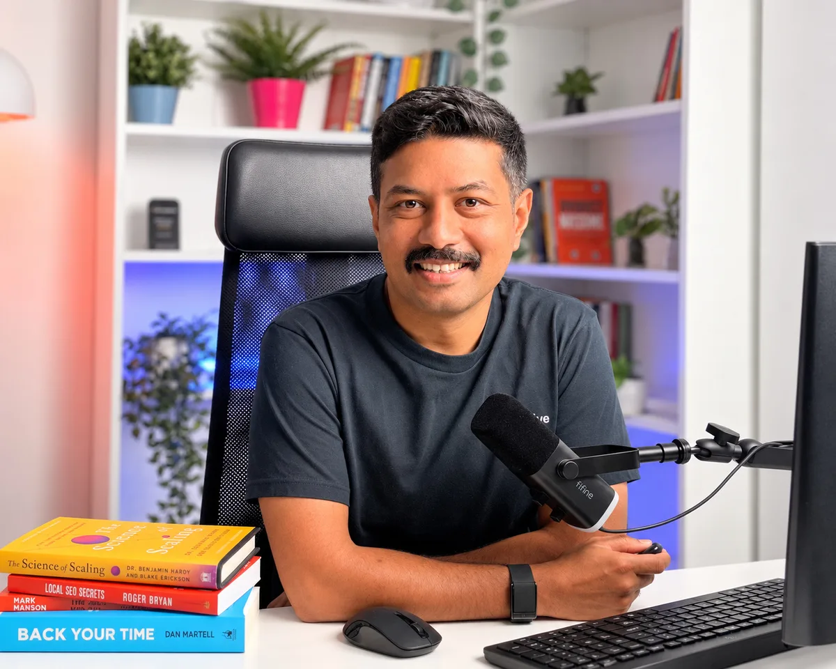 Nirmal Gyanwali smiling at his desk in the WP Creative office
