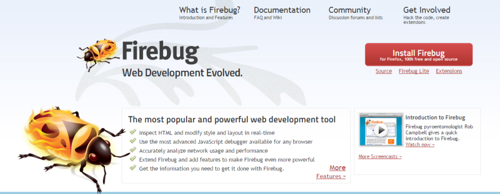 Open source tools Firebug