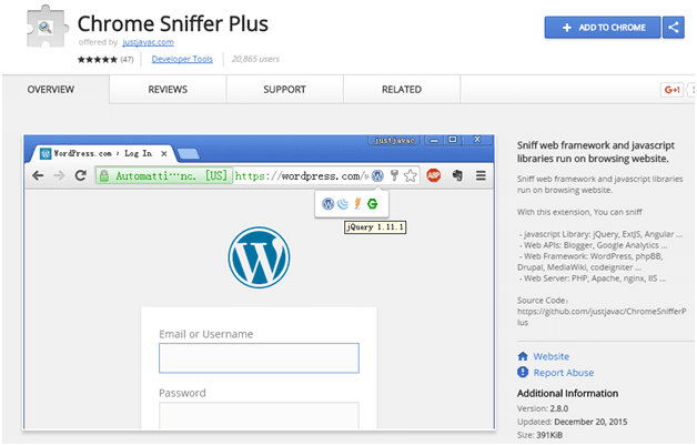 chrome sniffer plus