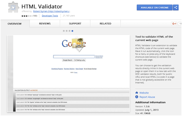 60+ Must-Have Chrome Extensions for Web Designers and Developers 46 html validator