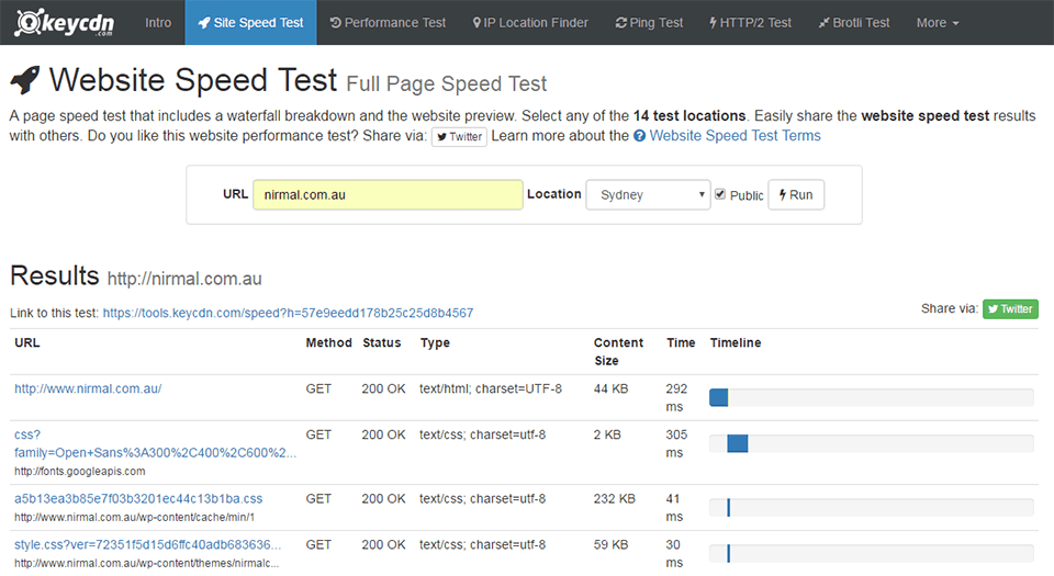 Keycdn website speed test 