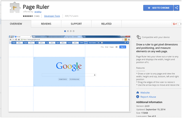pageruler chrome extension