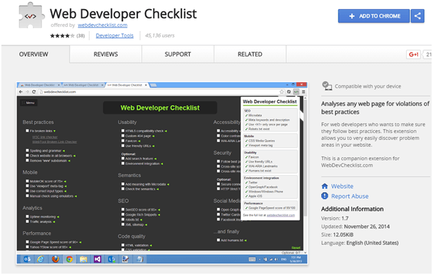 web developer checklist