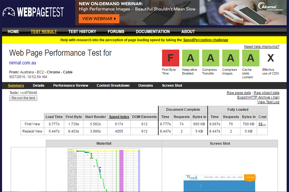 Web Page Test Performance Test for your website