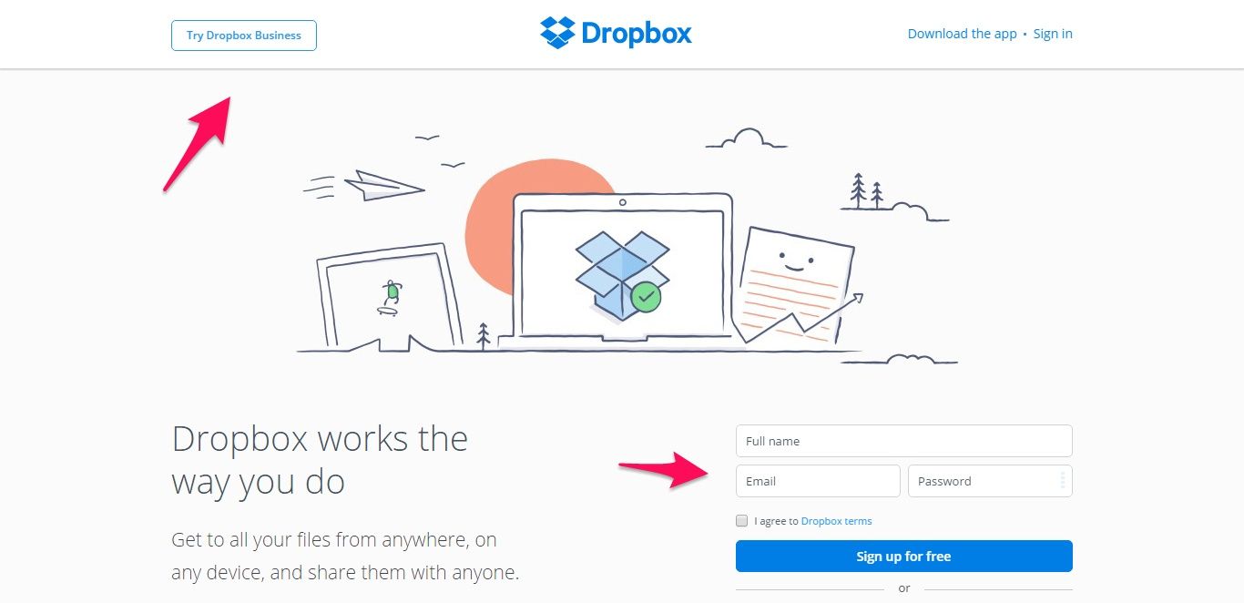 dropbox call to action