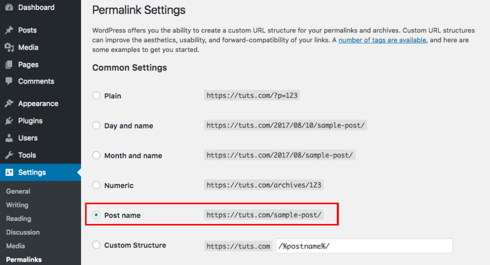 permalink settings